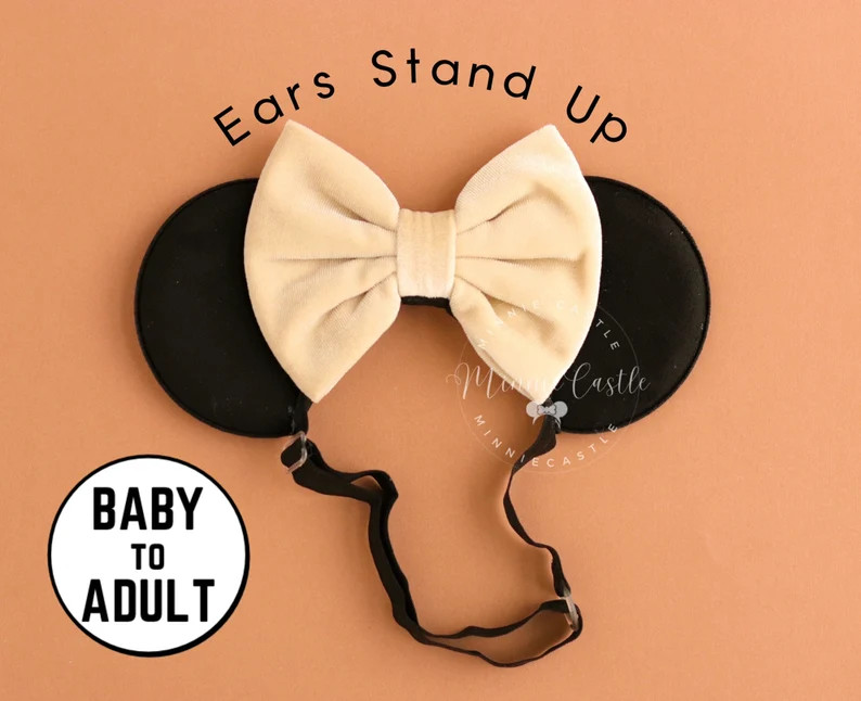 Mickey Ears for Adults, Women Mouse Ears, Beige Velvet Mickey Ears, Minnie Ears, Mouse Ears With ... | Etsy (US)