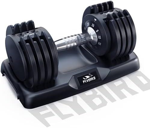 FLYBIRD Adjustable Dumbbell,25/55lb Single Dumbbell for Men and Women with Anti-Slip Metal Handle,Fa | Amazon (US)