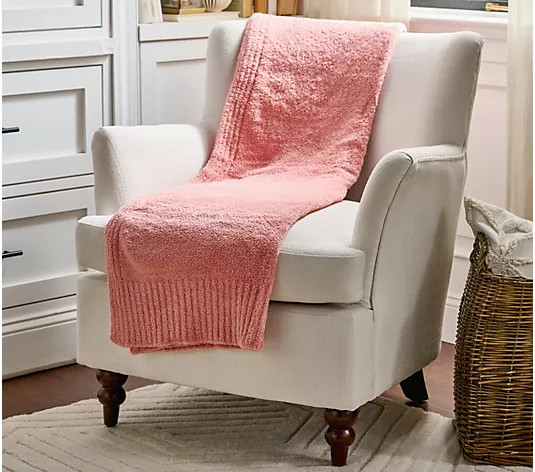 Barefoot Dreams 45"x60" CozyChic Stacked Rib Border Blanket | QVC