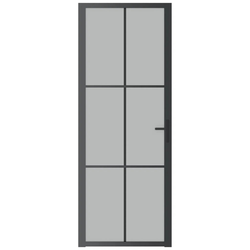 vidaXL Interior Door 29.9"x79.3" Black Matt Glass and Aluminum | Wayfair North America