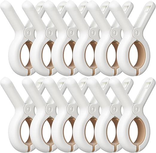 12 Pack Plastic Clothes Pins with Strong Anti-Rust Springs,Heavy Duty Beach Towel Clips,Laundry C... | Amazon (US)