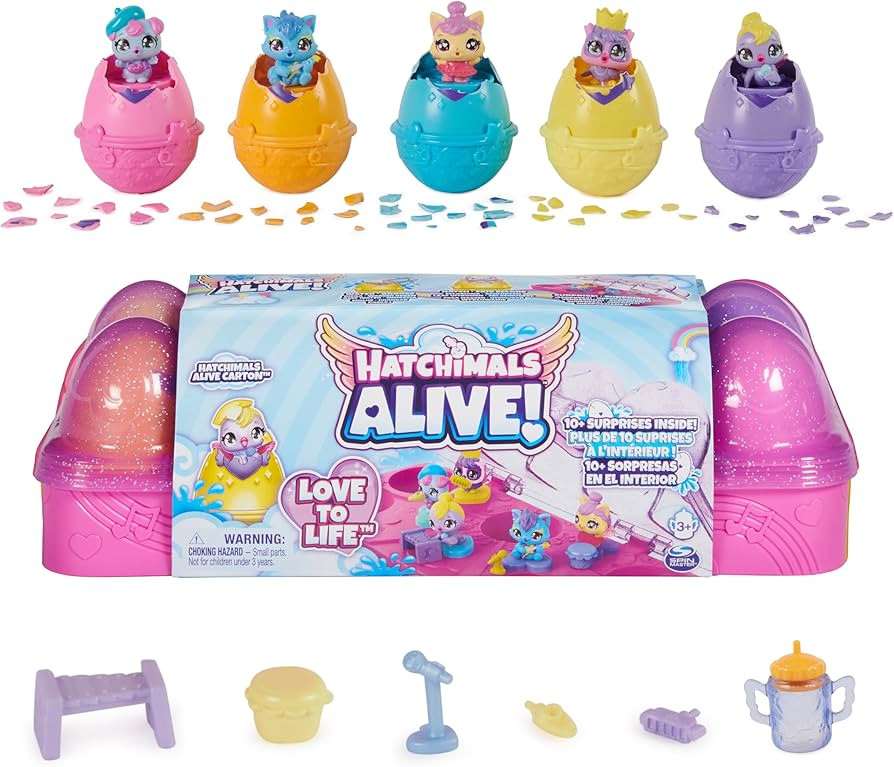 Hatchimals Alive, Egg Carton Toy with 5 Mini Figures in Self-Hatching Eggs, 11 Accessories, Kids ... | Amazon (US)