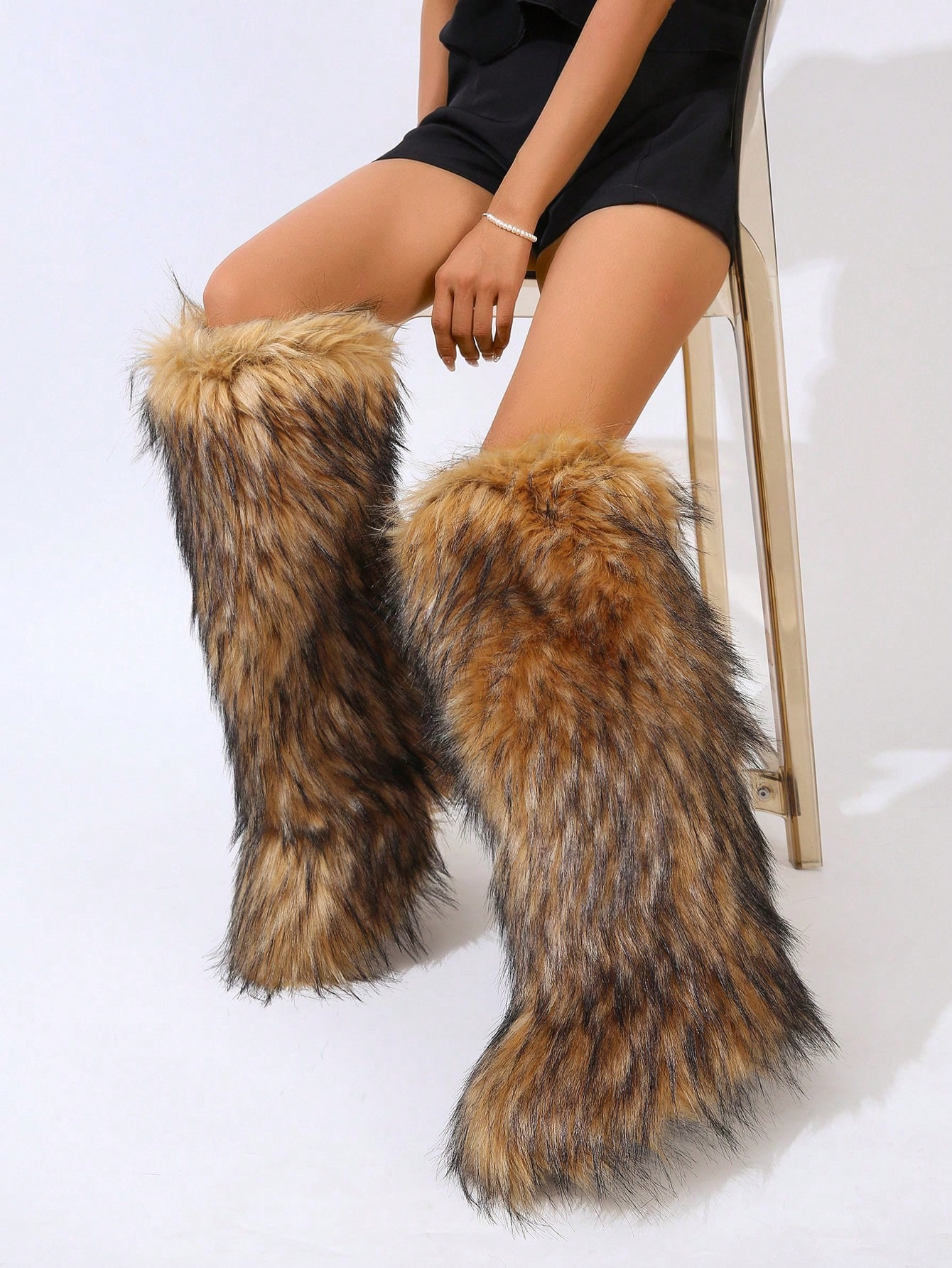 Women Winter Tall Boots, Warm Fashion Over-The-Knee Snow Boots, Brown Long Furry Boots, Women Sho... | SHEIN