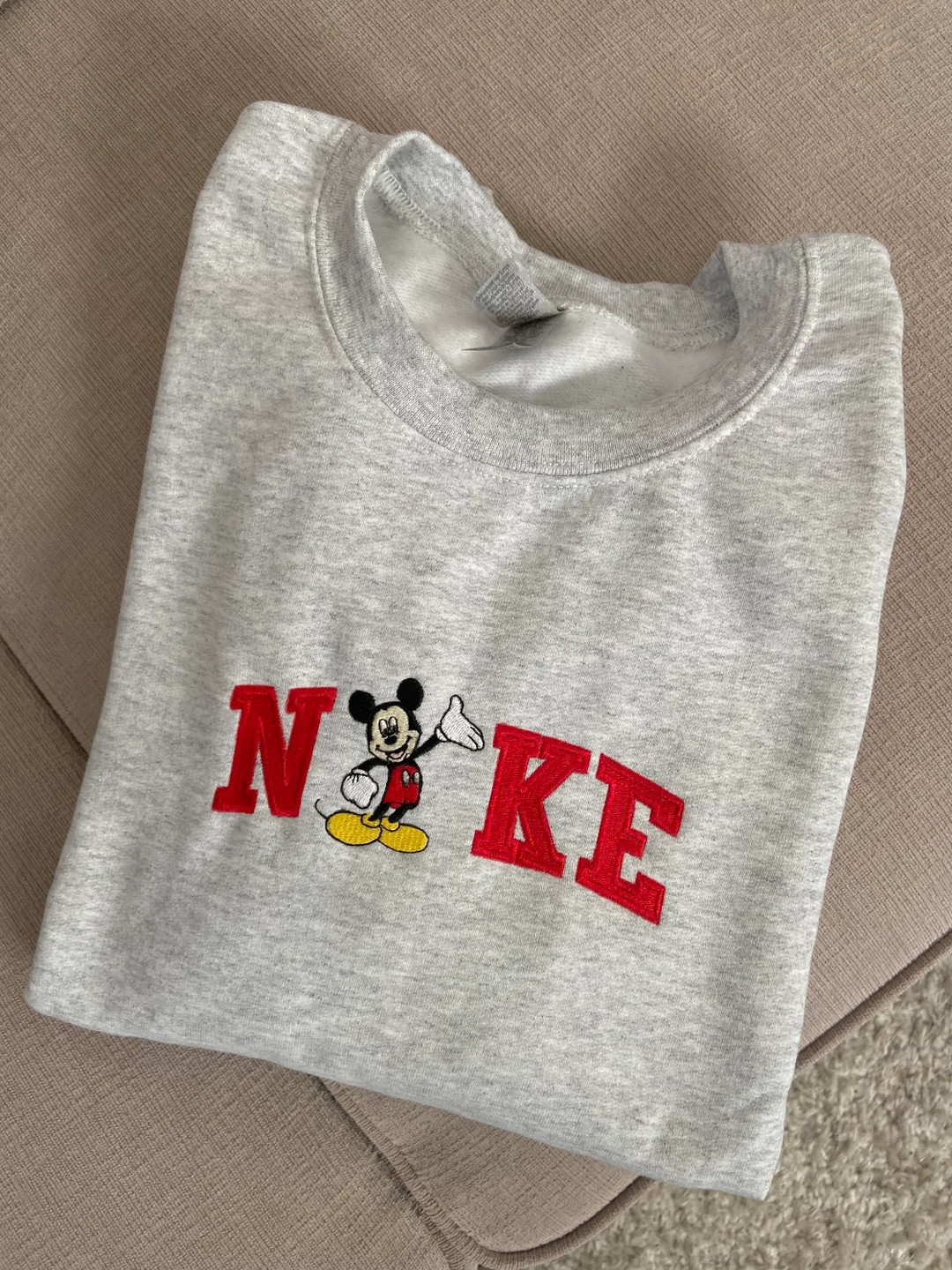 Mouse Embroidered Crewneck Sweater - Ash | Etsy (Global)
