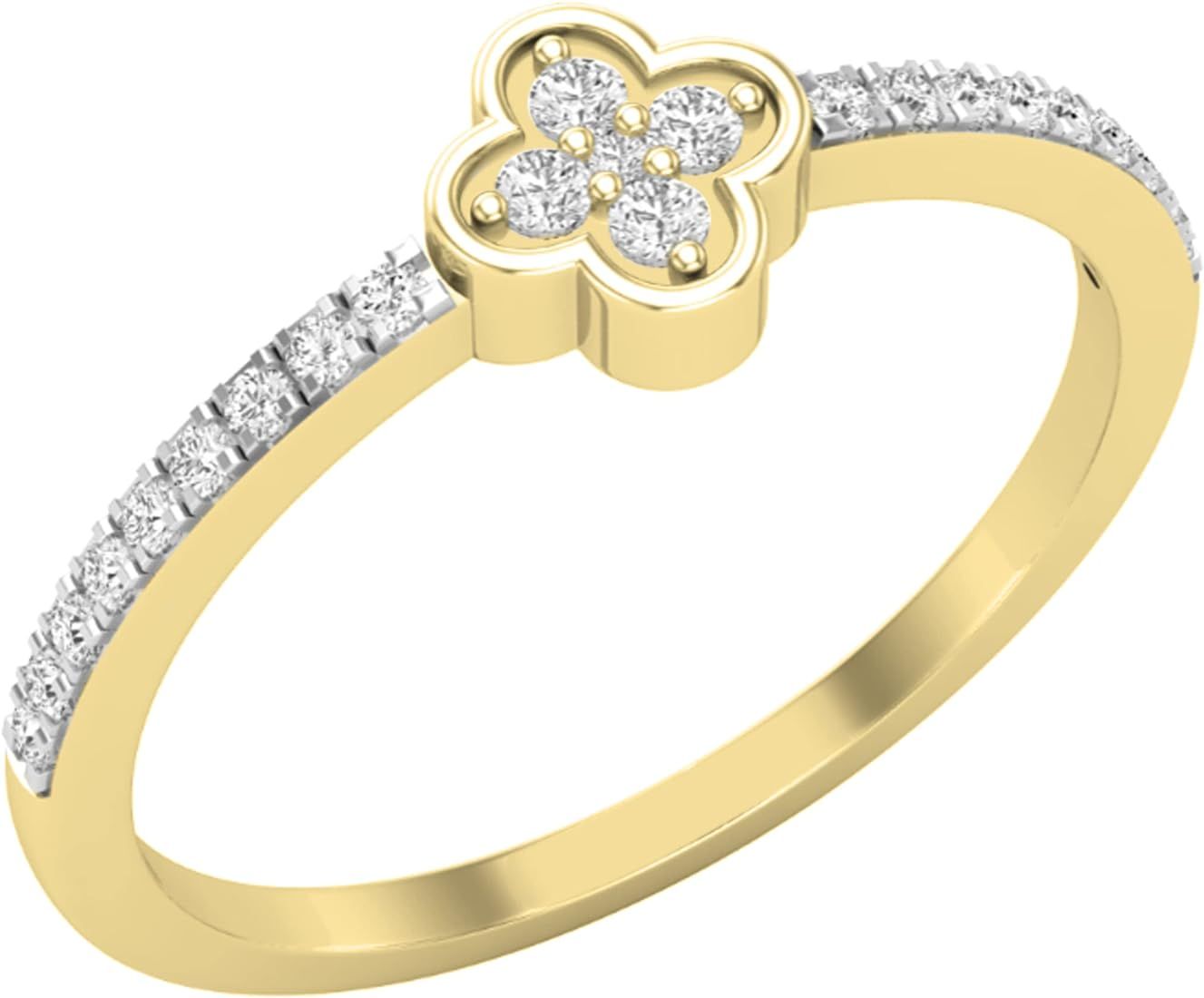 Dazzlingrock Collection Round White Diamond Clover Promise Ring for Her (0.15 ctw, Color I-J, Cla... | Amazon (US)