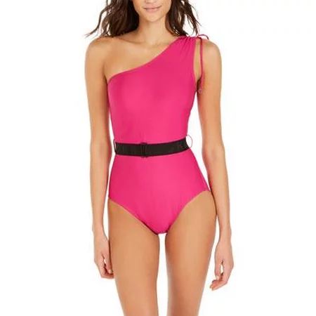 DKNY ORCHID Belted One-Shoulder Tummy-Control One-Piece Swimsuit US 16 | Walmart (US)