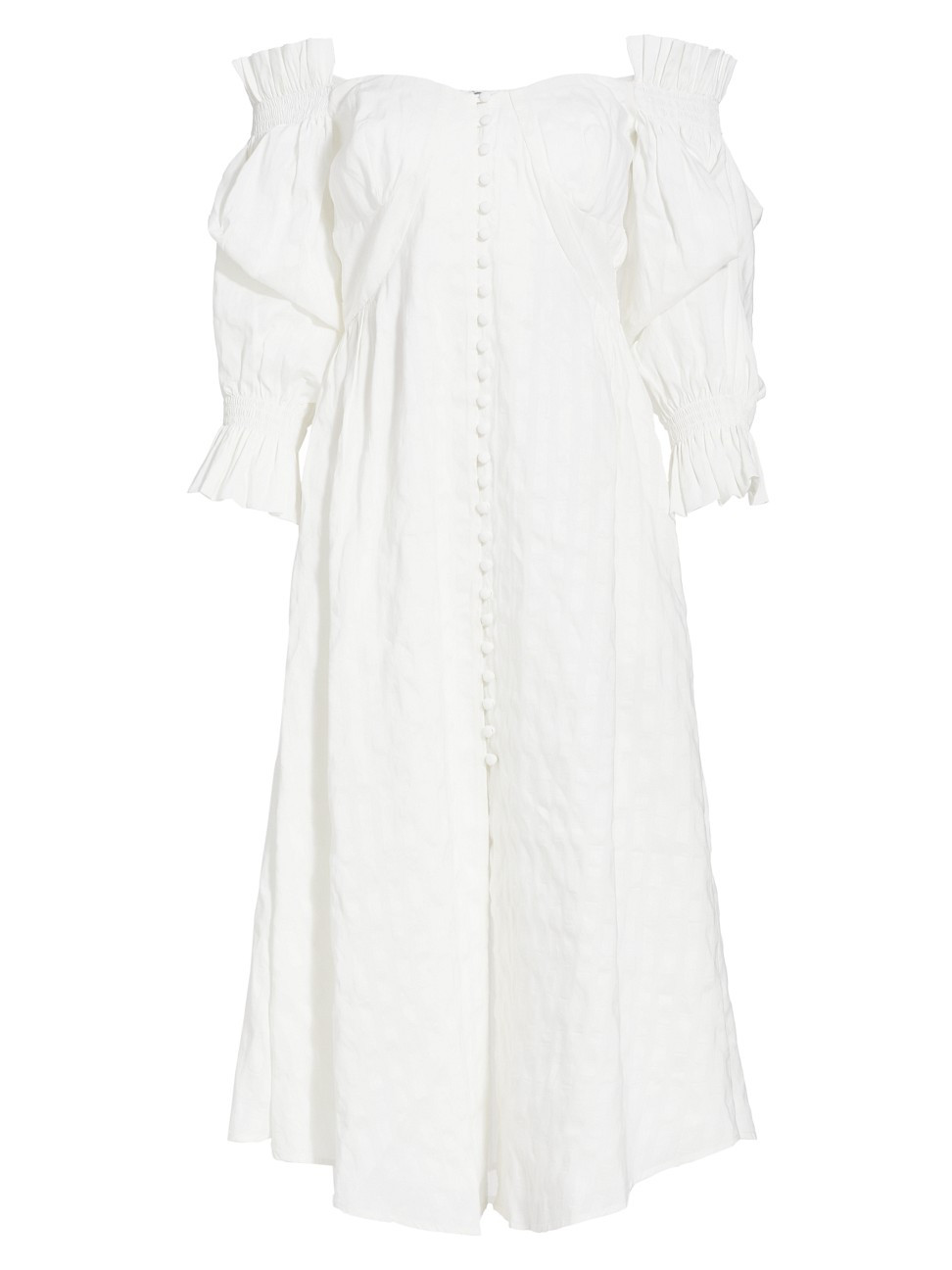 Women's Simona Linen-Blend Off-The-Shoulder Midi-Dress - Off White - Size 2 | Saks Fifth Avenue