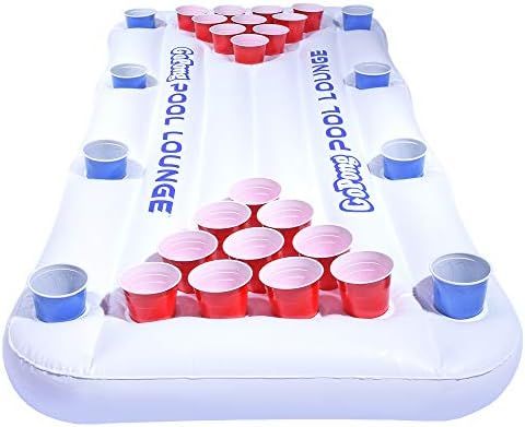 GoPong Pool Lounge Floating Beer Pong Table Inflatable with Social Floating, White, 6' | Amazon (US)