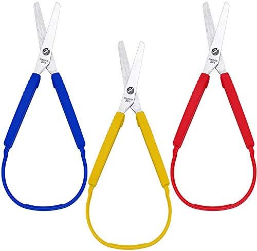 3Pcs Loop Scissors, Windspeed Spring Scissors Mini Training Loop Scissors Loop Scissors Colorful Gri | Amazon (US)