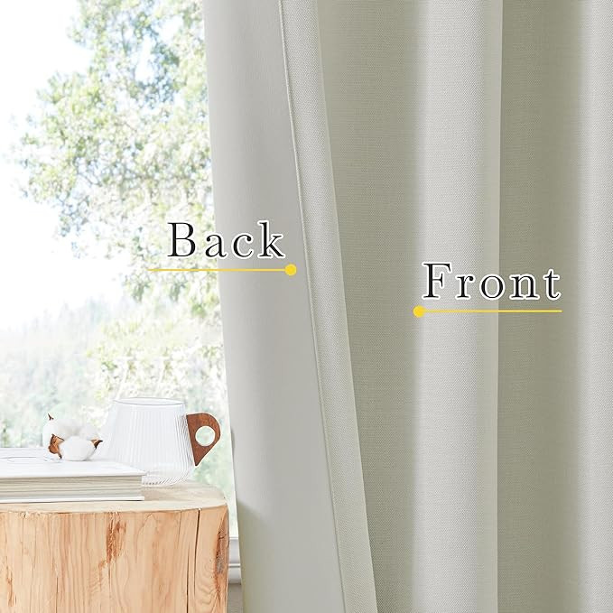 NICETOWN Faux Linen Room Darkening Curtains 144 inches Long, Rod Pocket/Back Tab/Hook Belt Linen ... | Amazon (US)