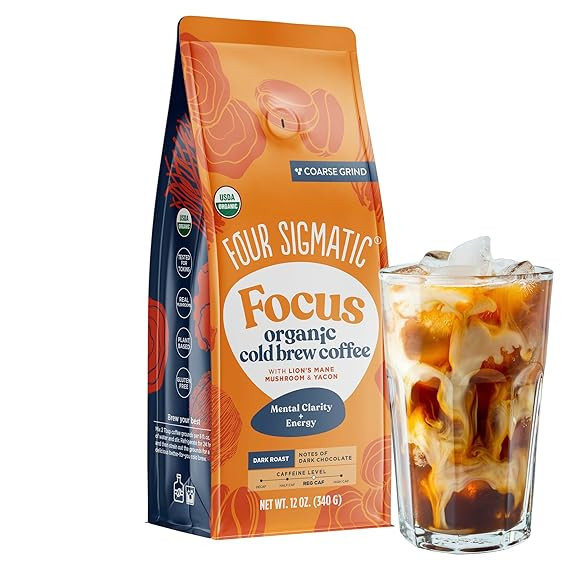 Four Sigmatic Focus Mushroom Coffee | Organic Ground Coffee with Lion's Mane Mushroom and Chaga f... | Amazon (US)