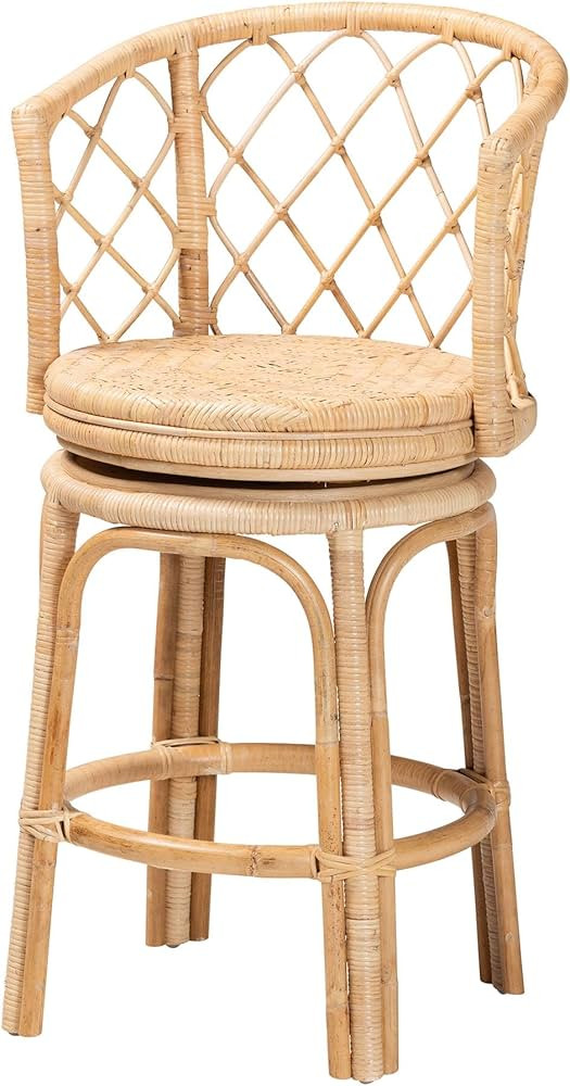 Bali & pari Ayu Bohemian Light Honey Rattan Swivel Counter Stool | Amazon (US)