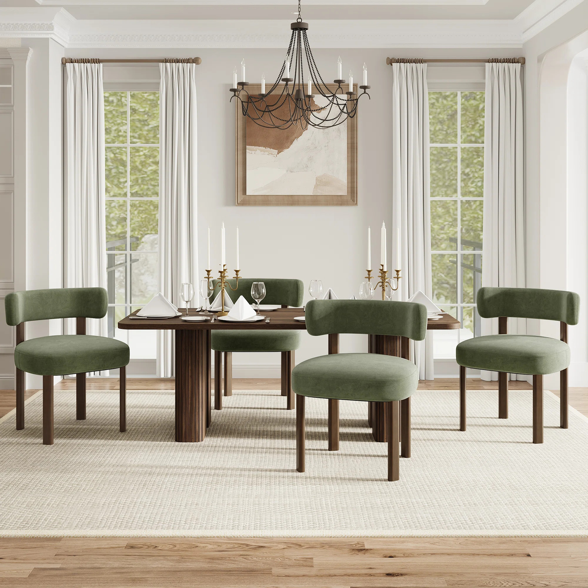 Upholstered Solid Wood Dining Chair Side Chair (Set of 4) | Wayfair North America