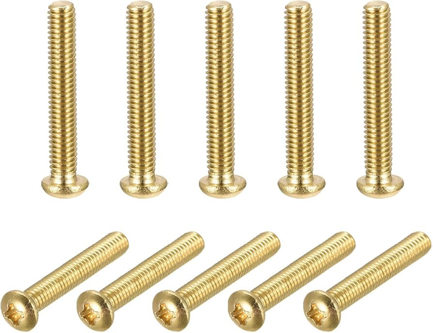 uxcell Brass Machine Screws, M4x25mm Phillips Pan Head Fastener Bolts for Furniture, Office Equip... | Amazon (US)