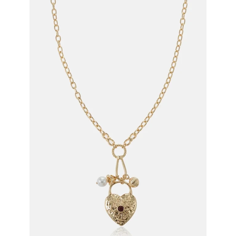 Scenario Heart Locket Charm Necklace, Gold-Tone | Walmart (US)
