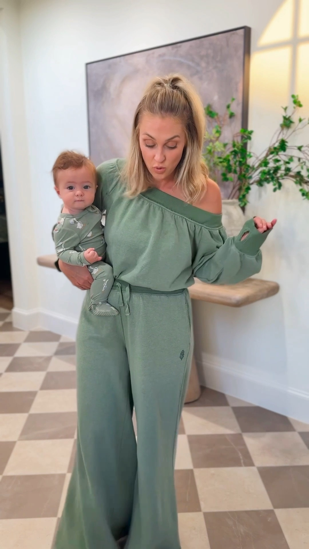 Free People Romper. Size small. Lots of colors.
Relaxed mom outfits for home. Baby footie / pajamas from Kyte Baby. And! Entryway details...

#LTKFamily #LTKBaby #LTKHome