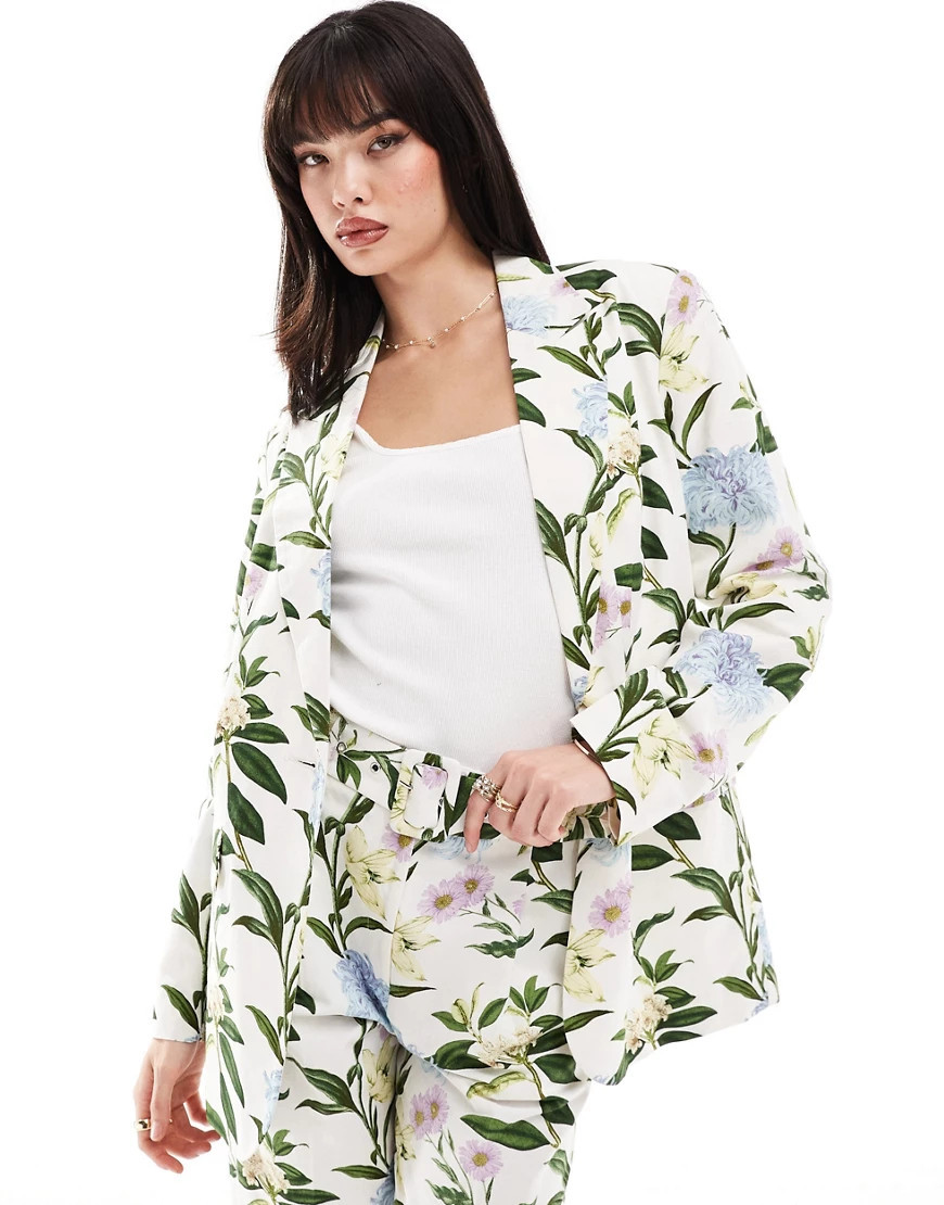 ASOS DESIGN tailored blazer with linen in floral print-Multi | ASOS (Global)