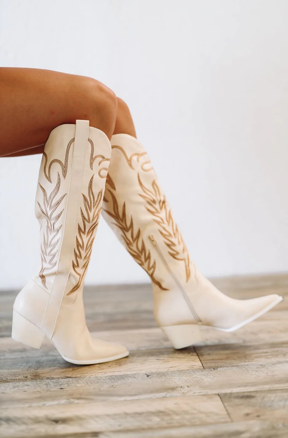 Going Country Western Cowboy Boots - Cream | Hazel and Olive