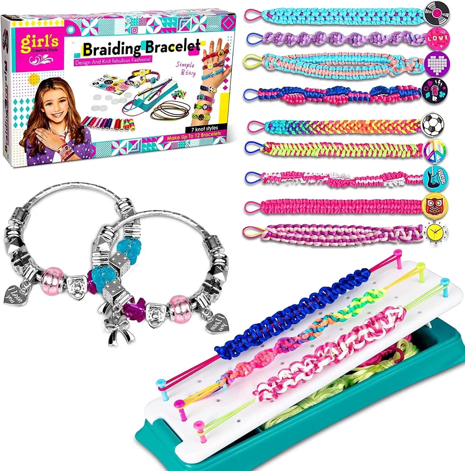 JUGAAD LIFE Friendship Bracelet Making Kit for Girls, 2 Charm Bracelet Making kit for Kids Ages 6... | Walmart (US)