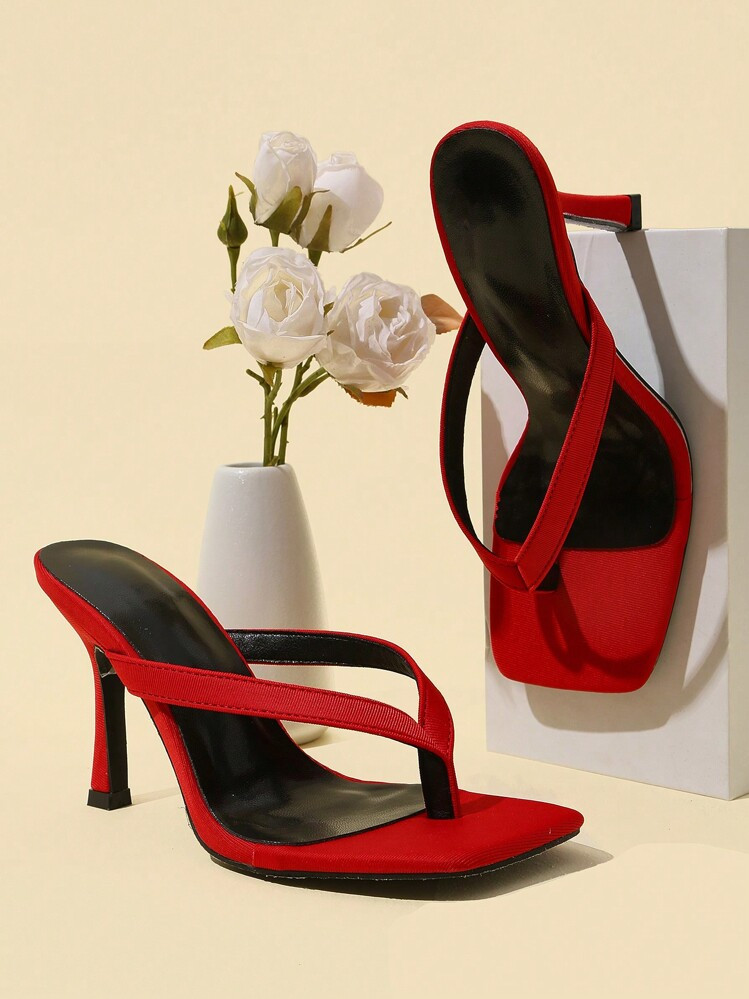 Women's Classic Minimalist Striped Thong High Heel Sandals | SHEIN