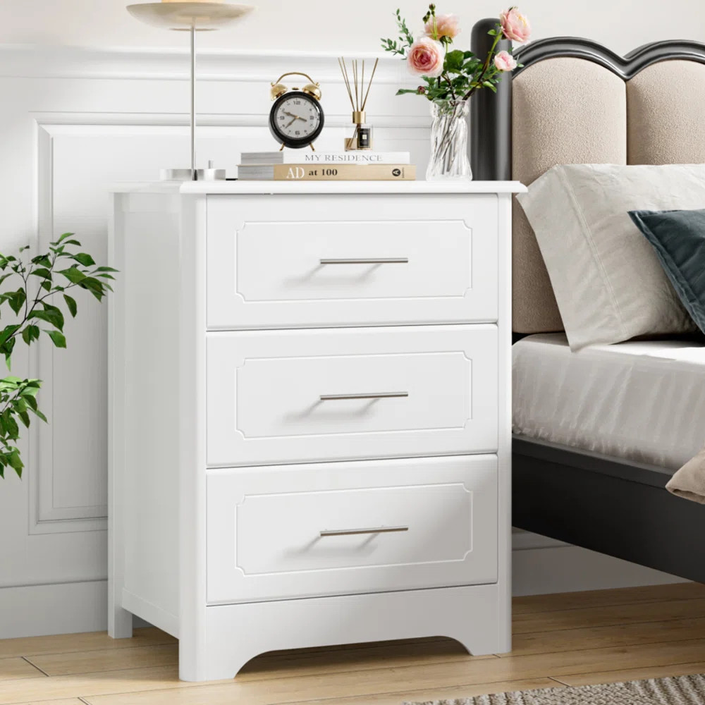 Red Barrel Studio® Stalbridge 3 Drawe-Nightstands, 2 Pcs, White | Wayfair | Wayfair North America