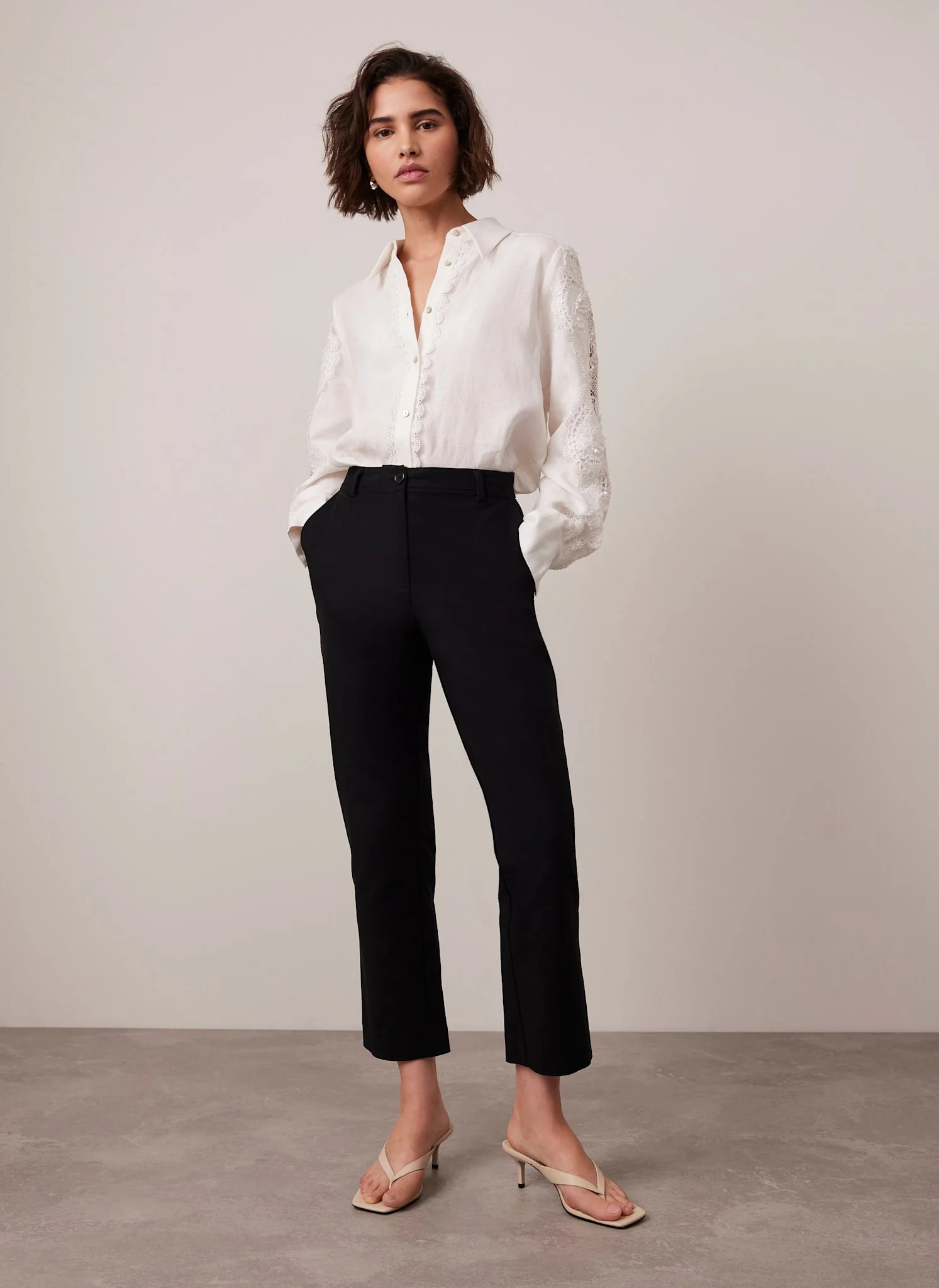 Black Cropped Tapered Trousers | Mint Velvet