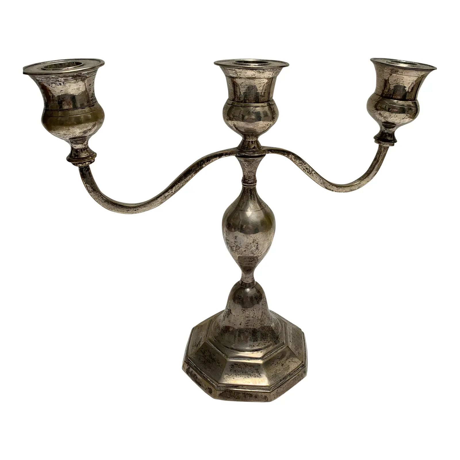 Vintage Hotel Silver Candleholder | Chairish