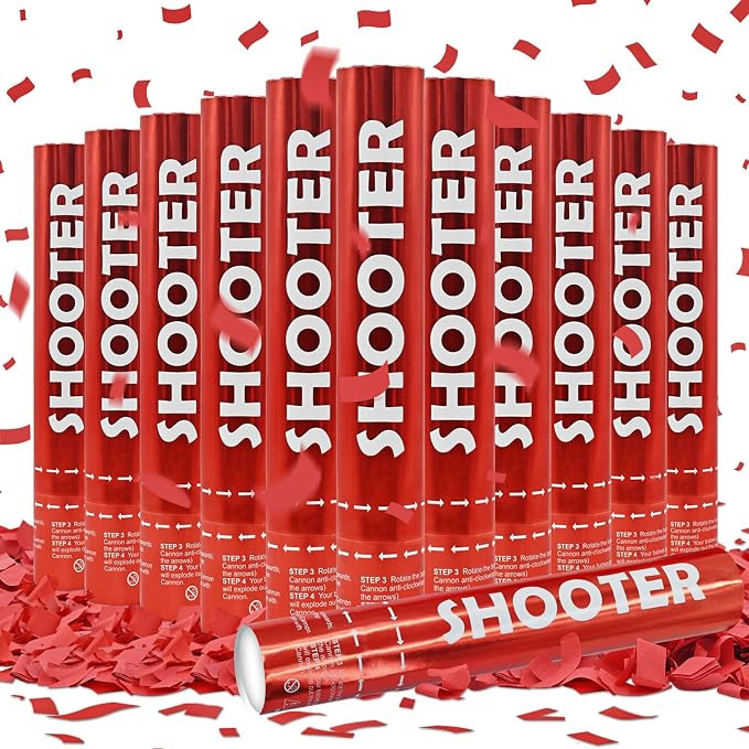 12 Pack Red Biodegradable Confetti Cannon-Confetti Poppers for Wedding, Graduation, Birthday, New... | Amazon (US)