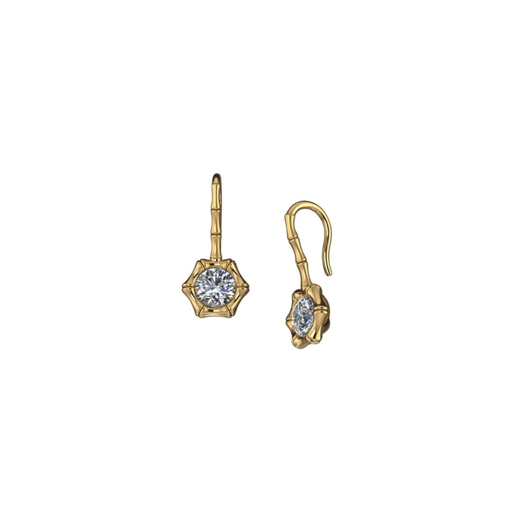 Bamboo Bezel Diamond Earrings | Henri Noel Fine Jewelry