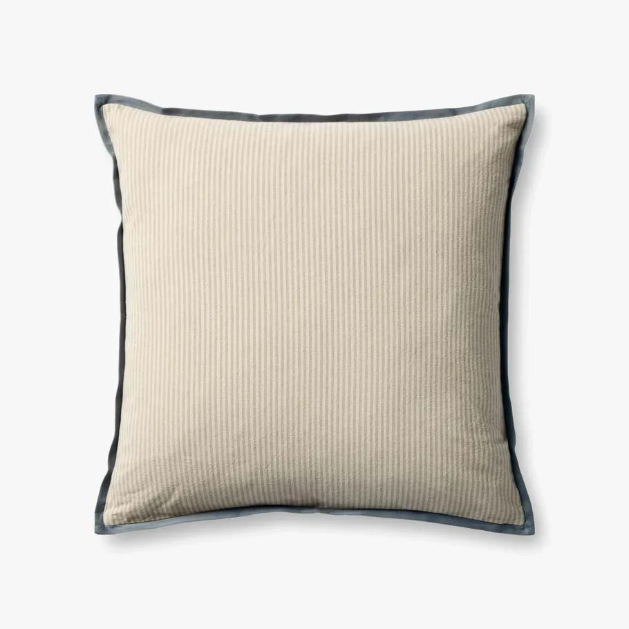 22" Sullivan Down Pillow Natural/Blue | Eco Chic Home