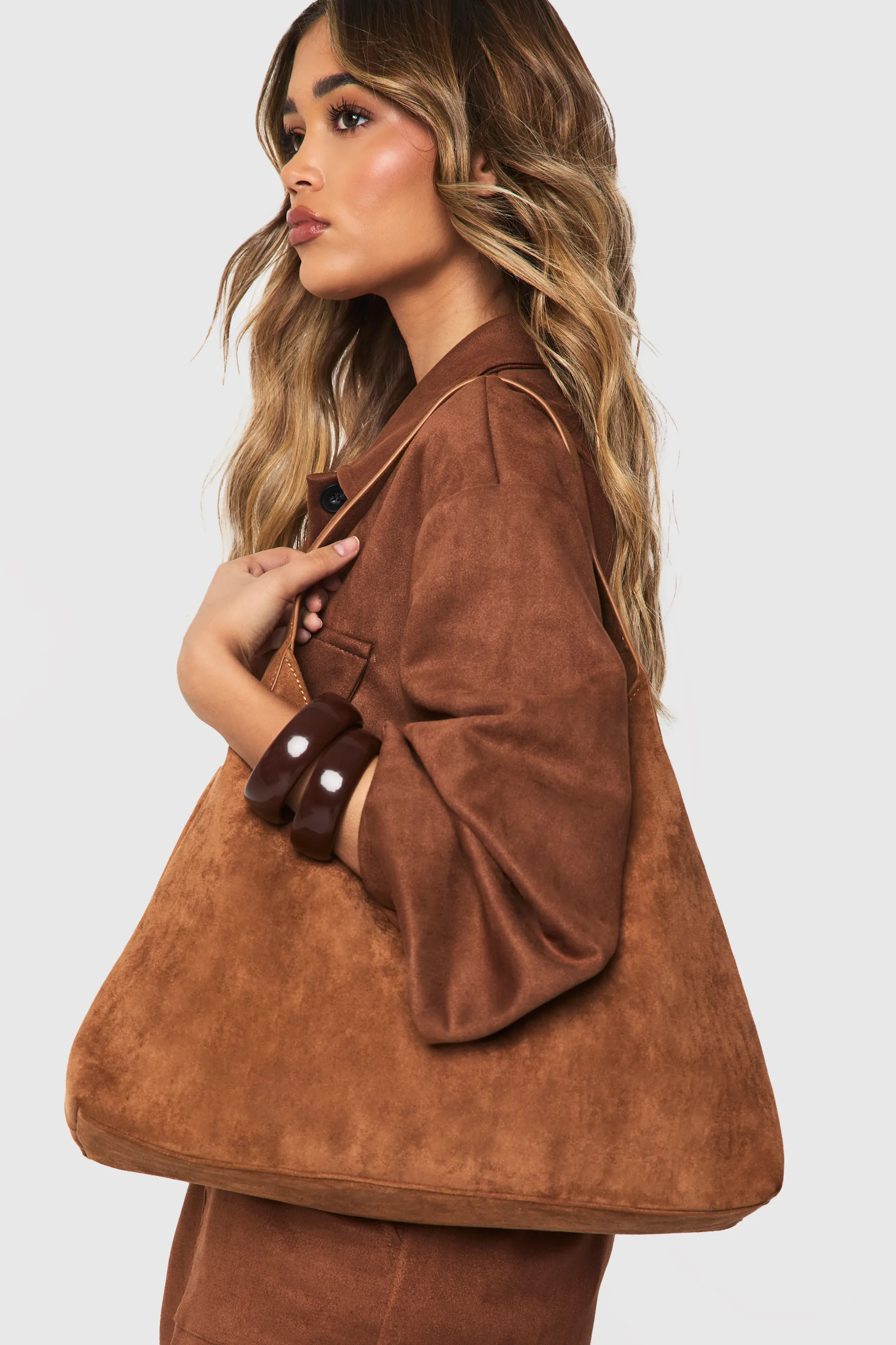 Faux Suede Structured Tote Bag | Boohoo.com (UK & IE)
