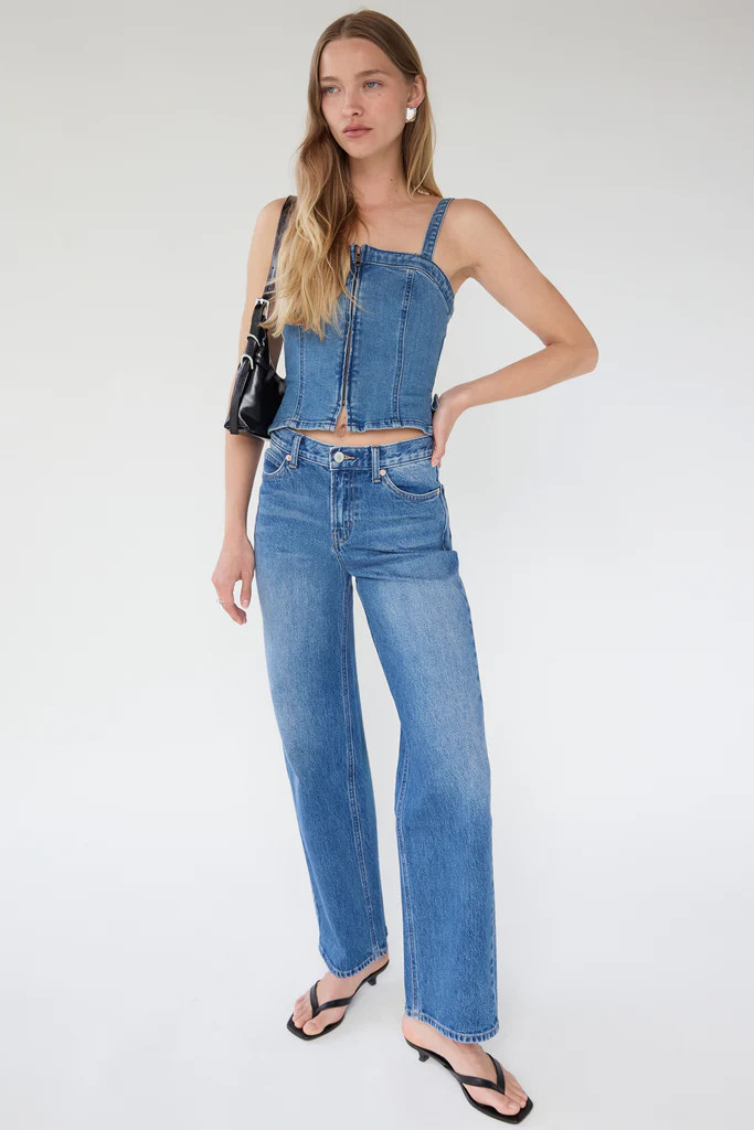 DENIM SQUARE NECK TANK TOP | OAK + FORT