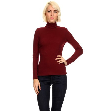S-TWELVE Burgundy Ribbed Long Sleeve Turtleneck Top Blouse Large | Walmart (US)