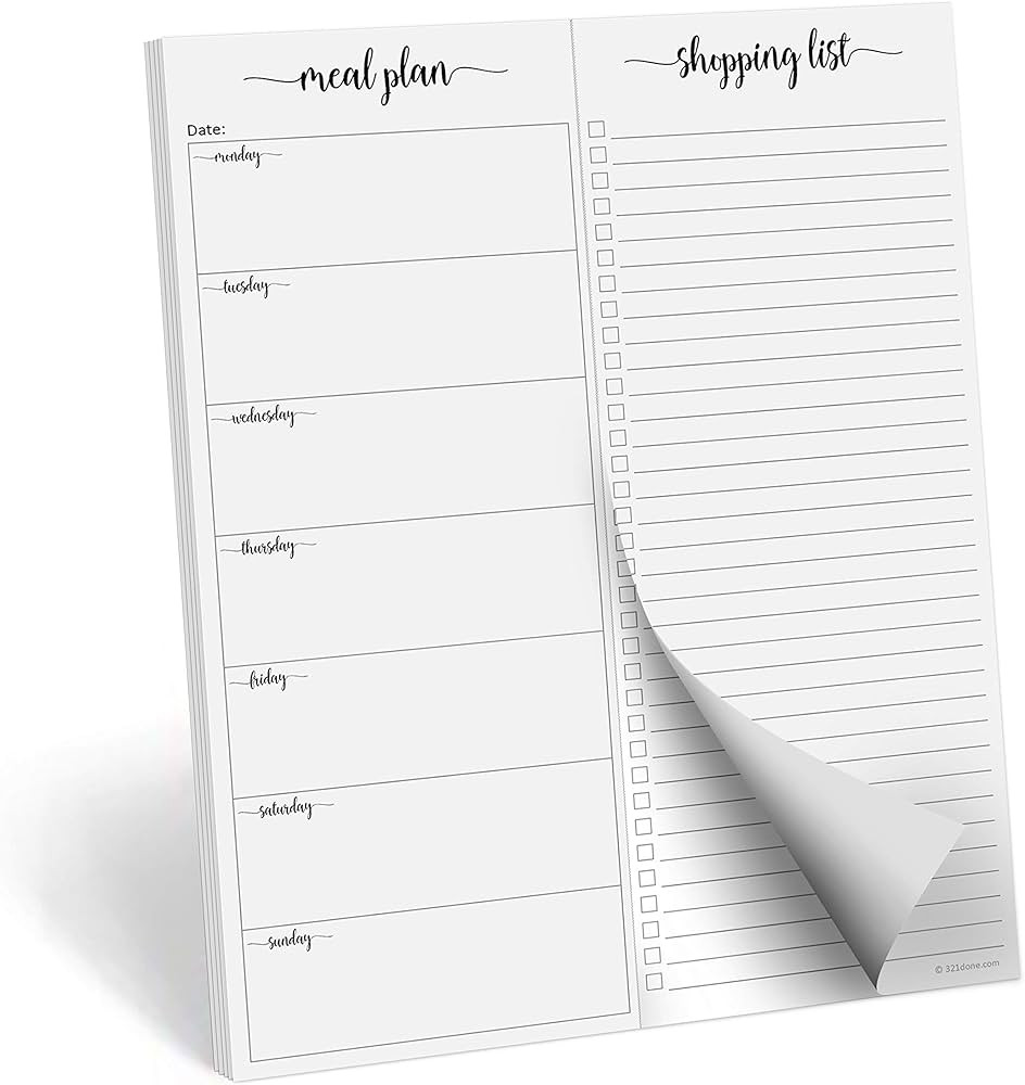 321Done Magnetic Meal Planning Notepad - Large Letter Size (8.5 x 11) Weekly Menu Planner Tear-Of... | Amazon (US)