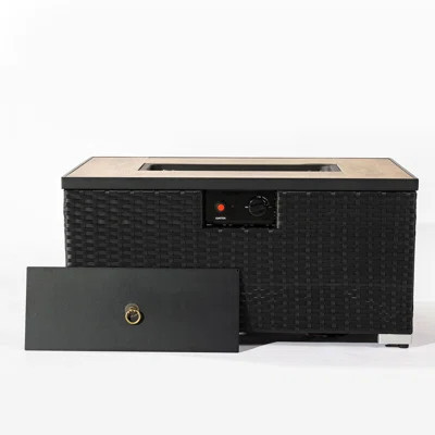 31.5" W X 15.35" H Outdoor Wicker Propane Fire Pit Table With Hidden Fuel Tank | Wayfair North America