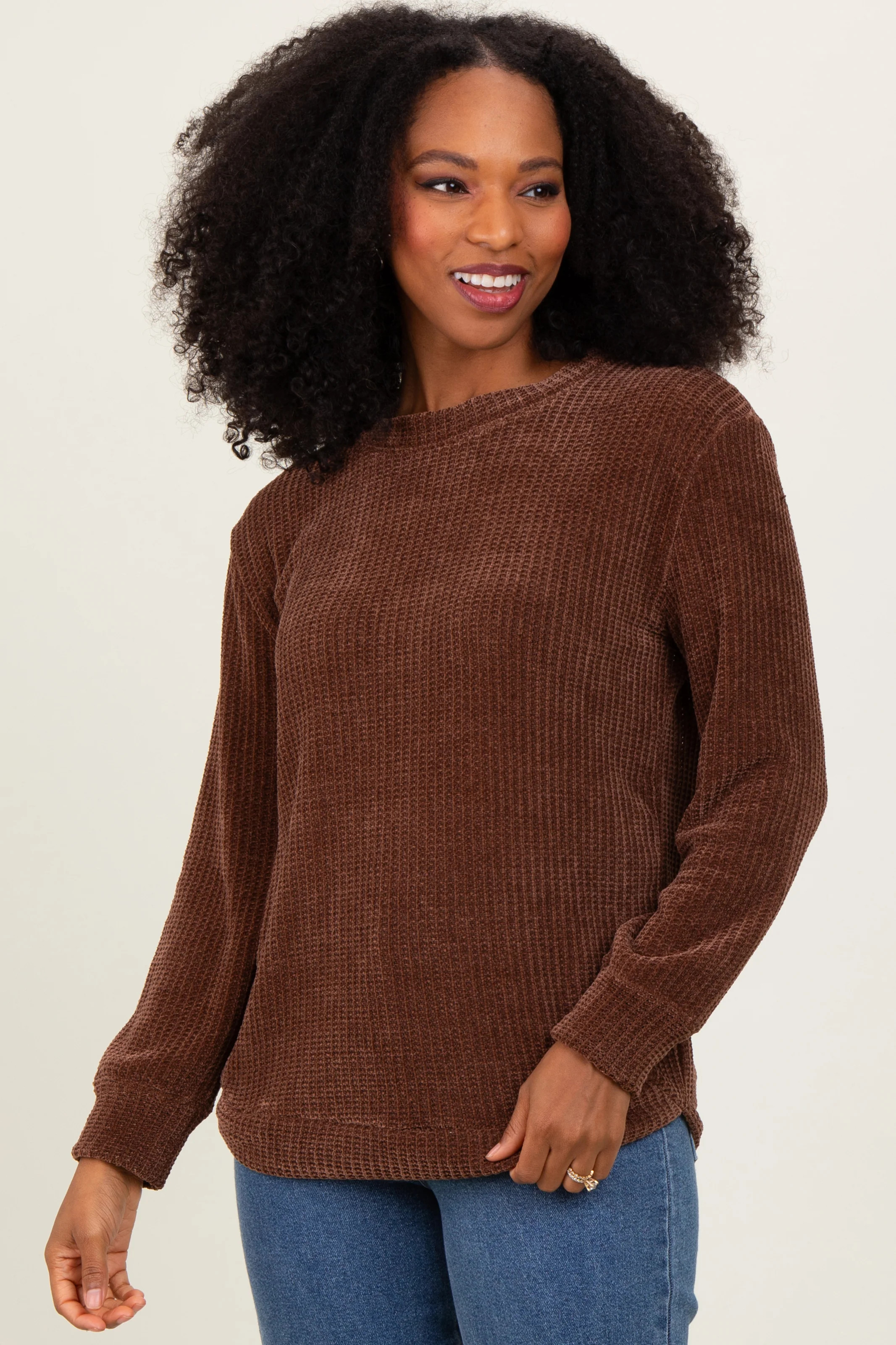 Brown Chenille Knit Sweater | PinkBlush Maternity