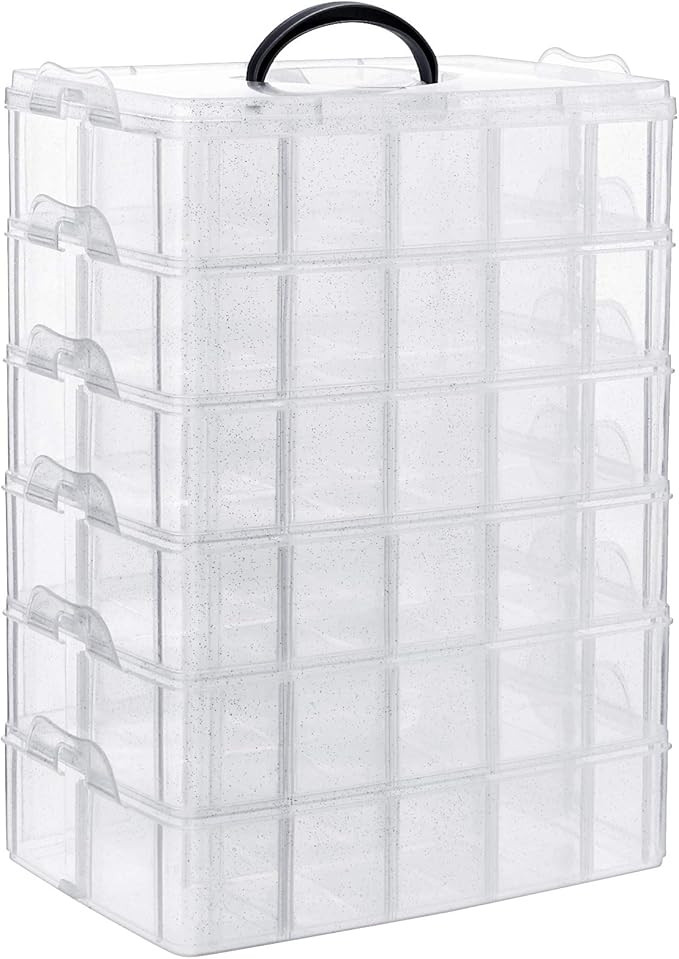 SGHUO 6-Tier Stackable Storage Container Box with 60 Compartments, Plastic Toys Organizer Case fo... | Amazon (US)