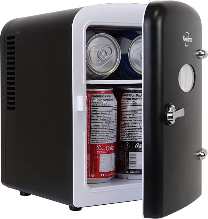 Koolatron KRT04-B Retro Personal Cooler 4 Liter/6 Can AC/DC Portable Mini Fridge, Thermoelectric ... | Amazon (US)