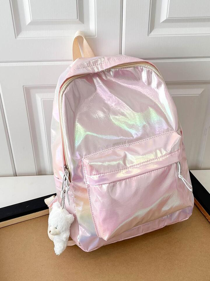 1pc Girls Cartoon Animal Charm Zipper Classic Backpack | SHEIN