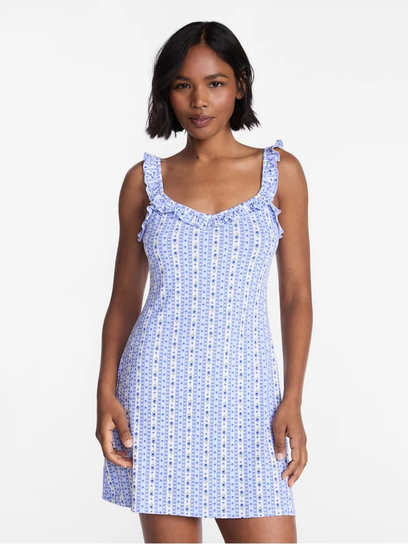 No Boundaries Ruffle Slip Dress, Women's XS-XXL | Walmart (US)
