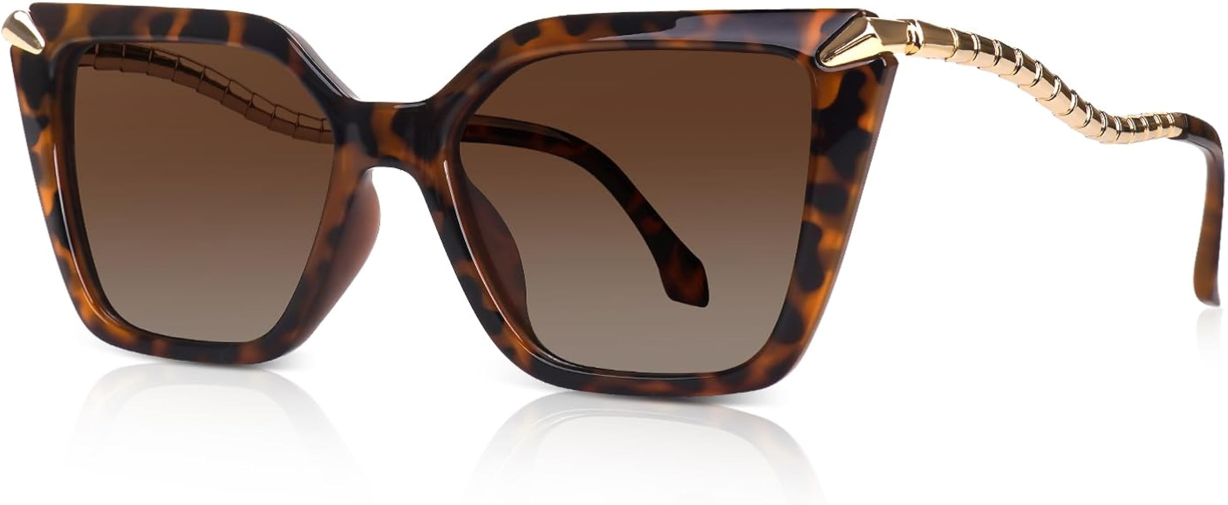 DrRelax Big Square Sunglasses Womens Retro Polarized Sun Glasses with Metal UV 400 Protection | Amazon (US)