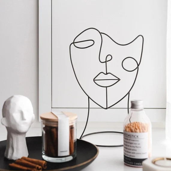 Abstract Face Wire Sculpture Art Table Decorations Sculpture | Etsy Canada | Etsy (CAD)