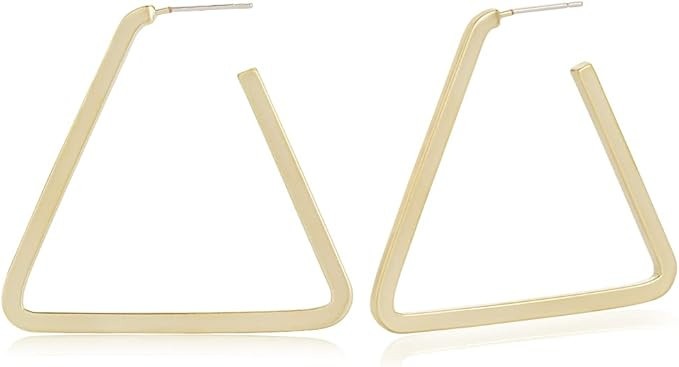 LEEKOO, Geometric Big Hollow Triangle Matte Gold Plated Drop Dangle Earrings Jewelry for Women Gi... | Amazon (US)