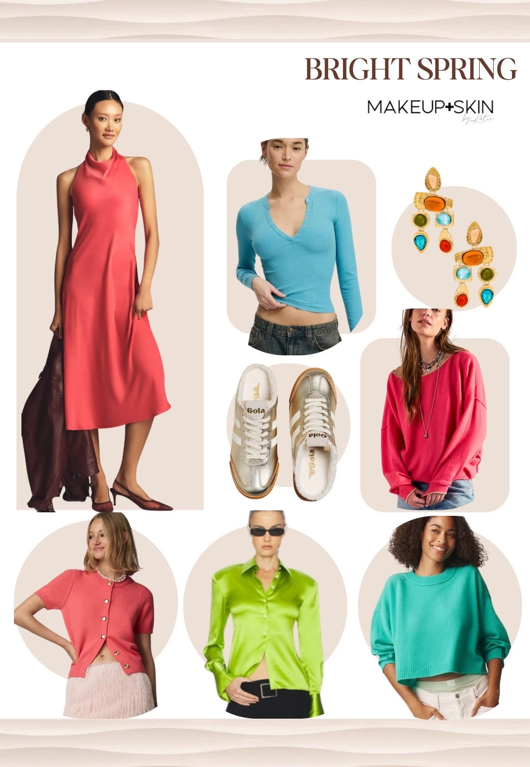 Bright Spring handles color that is bold, clear, and warm with energy. Coral, hot pink, turquoise, bright lime, and clear ivory feel lively and modern. Shine and saturation work well here. Avoid muted colors, taupe, dusty neutrals, and gray-based shades since they drain the brightness this season needs.

#LTKSeasonal #LTKdayinmylife #LTKFindsUnder50