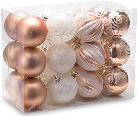 AUXO-FUN 2.36"/60mm shatterproof Christmas Ball Ornaments Tree Decoration Baubles Set of 24 Count... | Amazon (US)