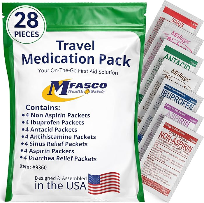 MFASCO - 7 in 1 - Travel Size Medicine Kit - TSA Approved | 28 First Aid Emergency OTC Medicine P... | Amazon (US)