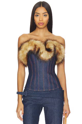 Detachable Faux Fur Trim Corset Top | Revolve Clothing (Global)