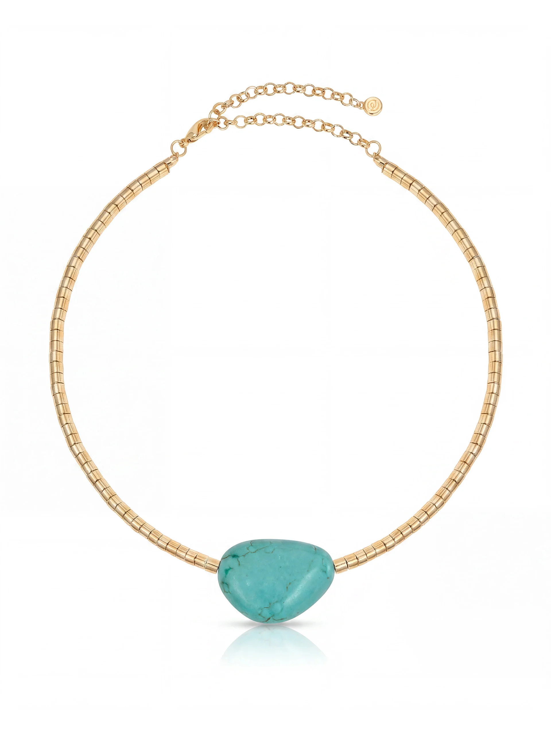 Beaded Turquoise Nugget Necklace - Turquoise with 18k Gold Plating / One Size | Ettika