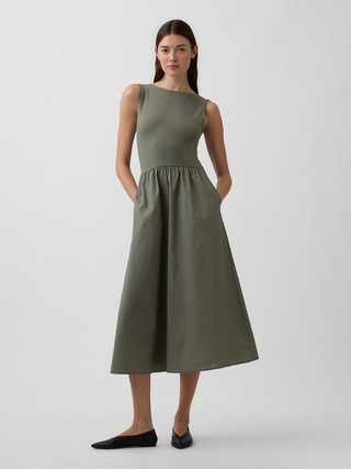 Sleeveless Boatneck Midi Dress | Gap Factory