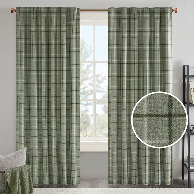 Madison Park Anaheim Cabin Plaid Curtain Window, Thermal Insulated Fleece Lining, Living Room Dec... | Amazon (US)